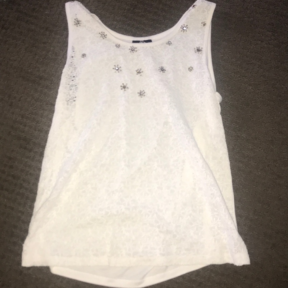 lace tank with beading